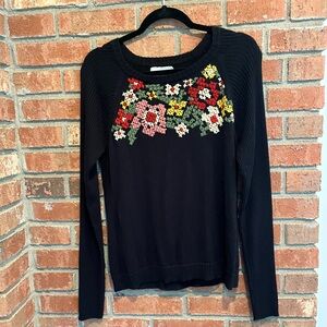 Y2K 80’s VTG Tabitha Black Embroidered Knit Sweater size L